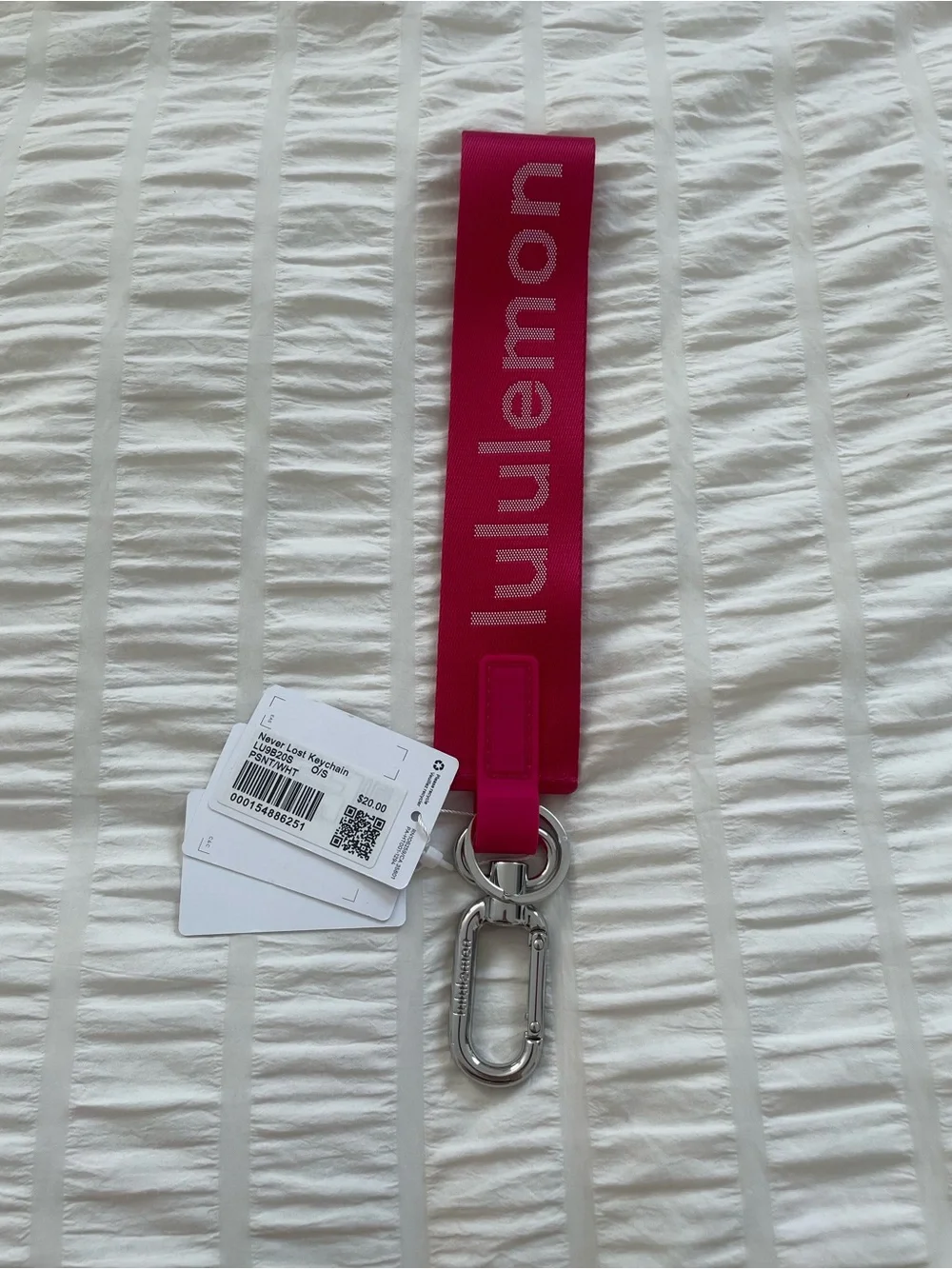 lululemon athletica Neverlost keychain Hot Pink Logo Key Fob Strap